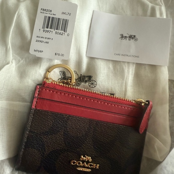 New with tags! Coach Red and Brown Card Holder - Picture 6 of 7